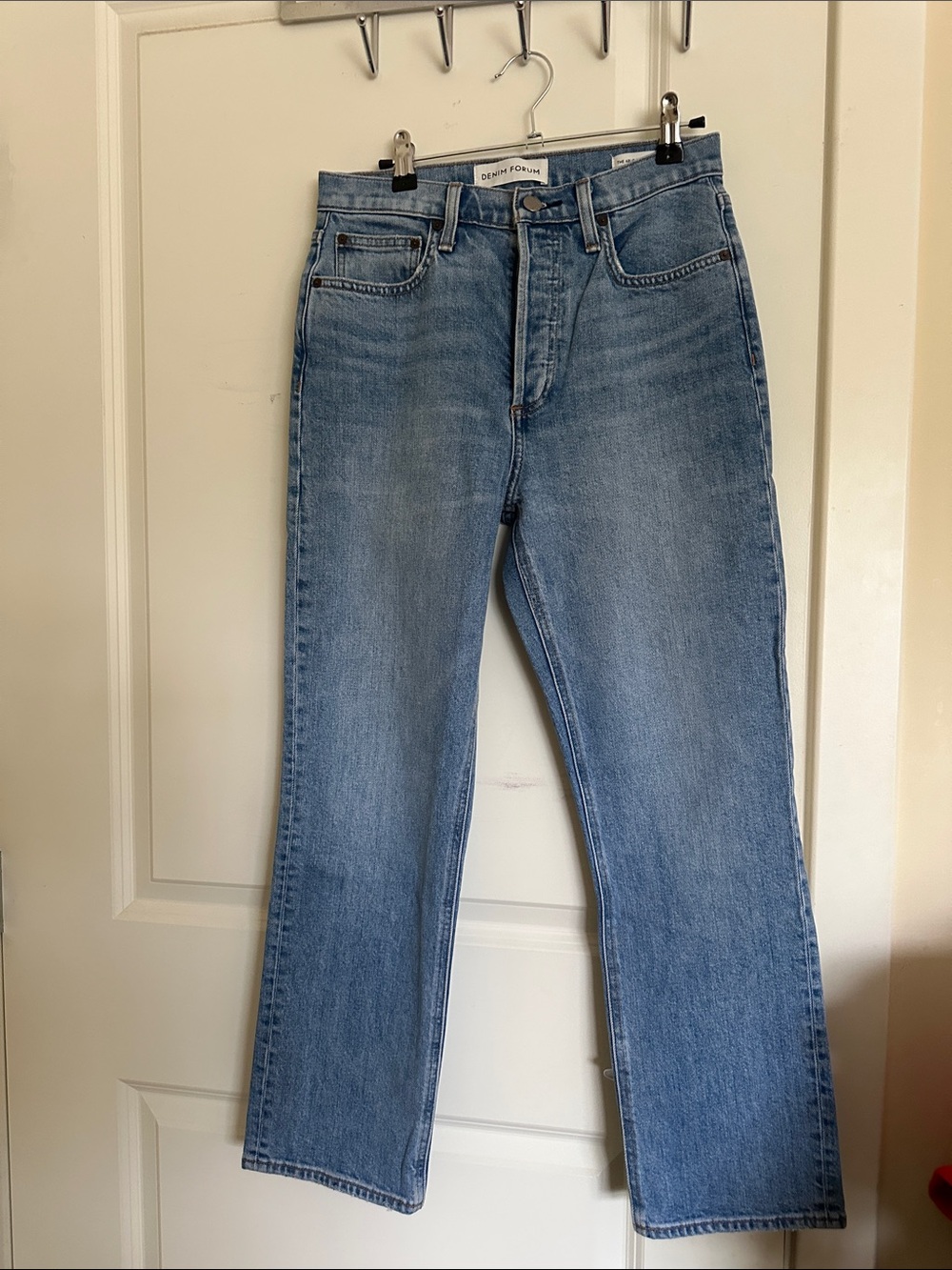 Denim Forum Mid-Rise Light Blue Straight Leg Jeans
